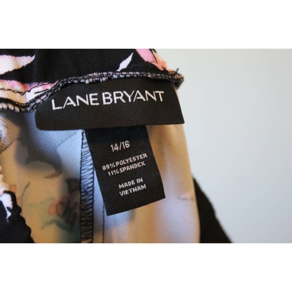 Lane Bryant Floral Dot Wide Leg Crepe Pants Black Mixed Print Size 14/16 H14843 - Picture 10 of 13